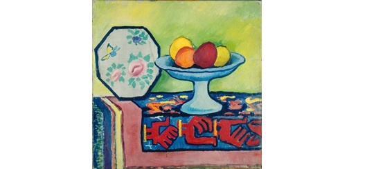 August Macke, Stillleben mit Apfelschale und japanischem Fächer, 1911, Kunstmuseum Bonn, Schenkung Jürgen Hall.